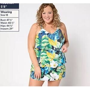 Susan Graver Soleil Tiered Tankini with Skirt Size 16 NWOT